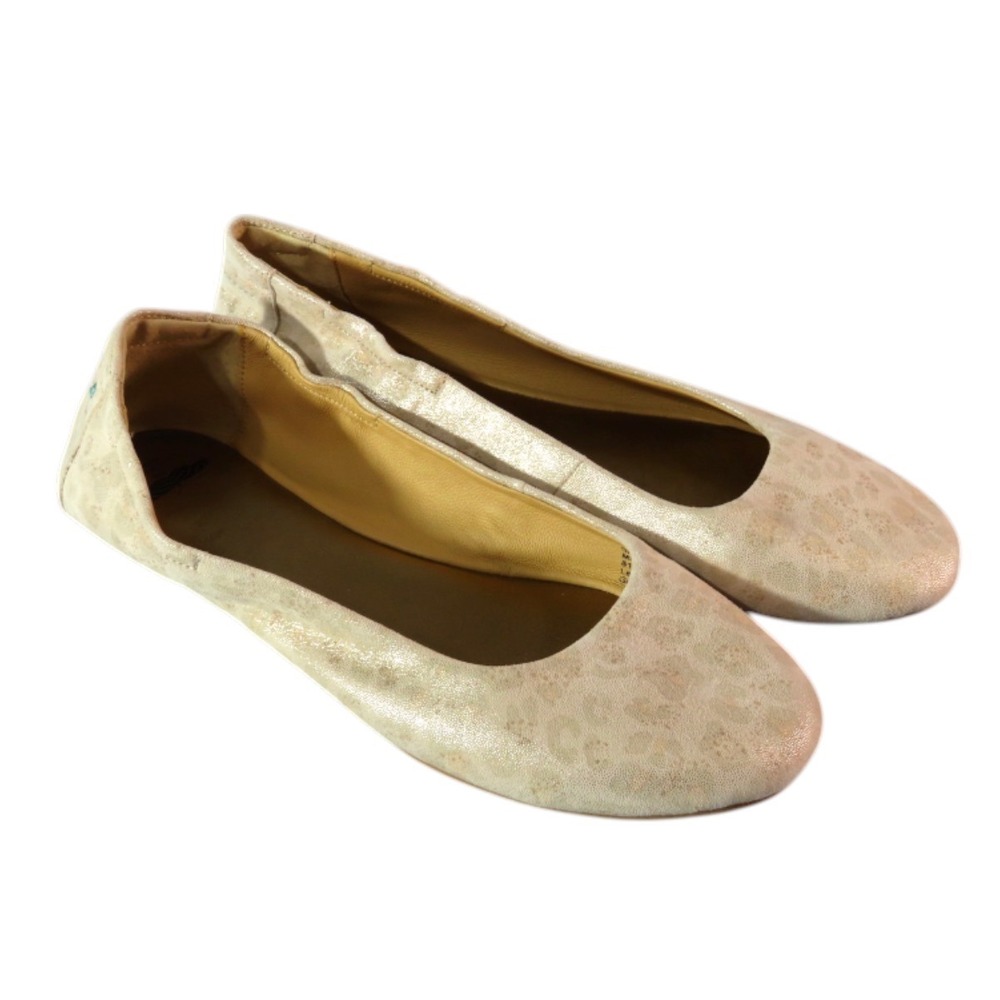 Livie & Luca POLILLA LEATHER BALLET FLATS SHOES Gold Shimmer BEIGE LEOPARD 10.5